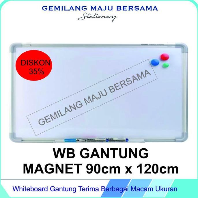

Whiteboard / Papan Tulis Gantung Dinding 90 x 120 ( Magnet / Non Magnet )