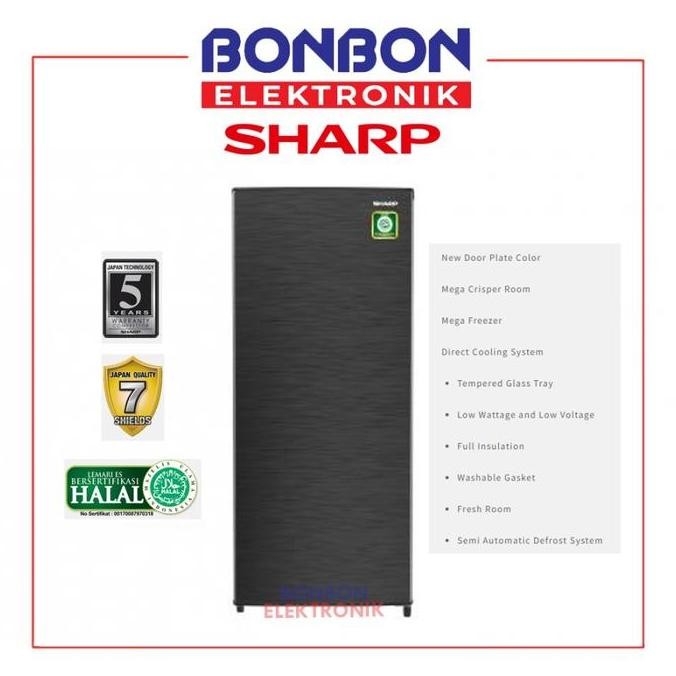 sharp kulkas 1 pintu sj-n192n-hs / new kirei series sjn192