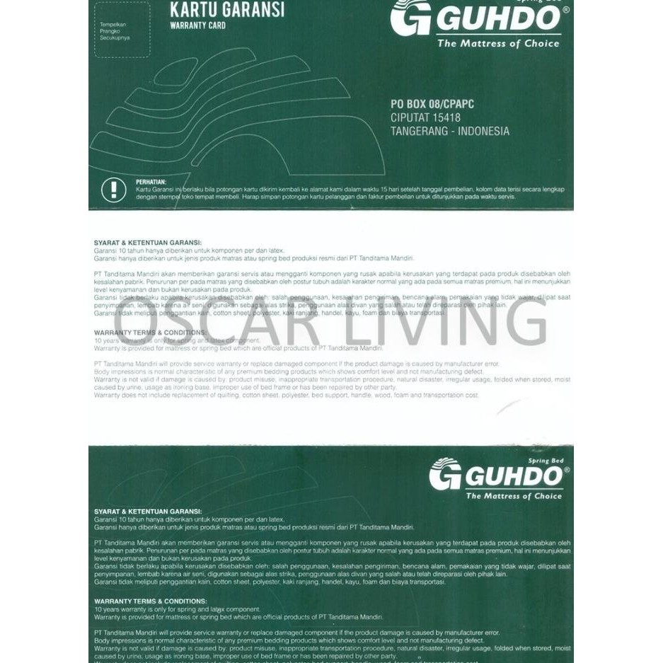 Guhdo Springbed 2in1 New Prima uk 120x180 - SORONG ONLY - GARANSI 10TH
