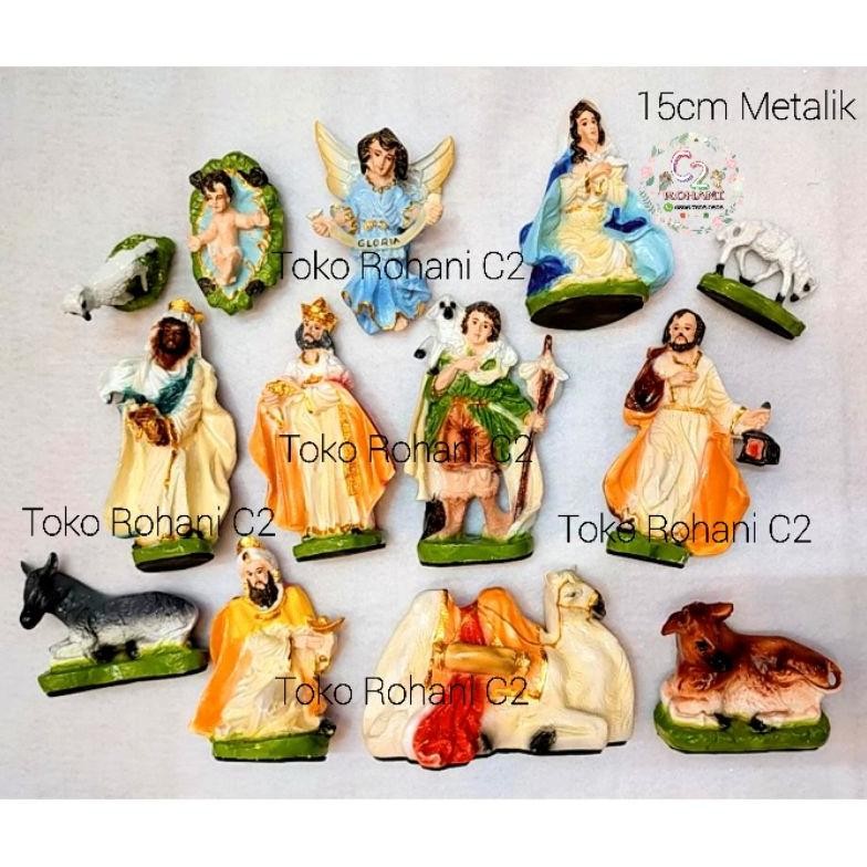 Azq-16 Patung Natal 15Cm Metalik - Patung Natal - Patung Natal 15Cm Viral