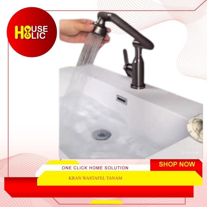 Terlaris Kran Wastafel Tanam 360 Derajat / Kran Angsa Dapur Fleksibel / Keran Sink Wastafel Cuci Pir