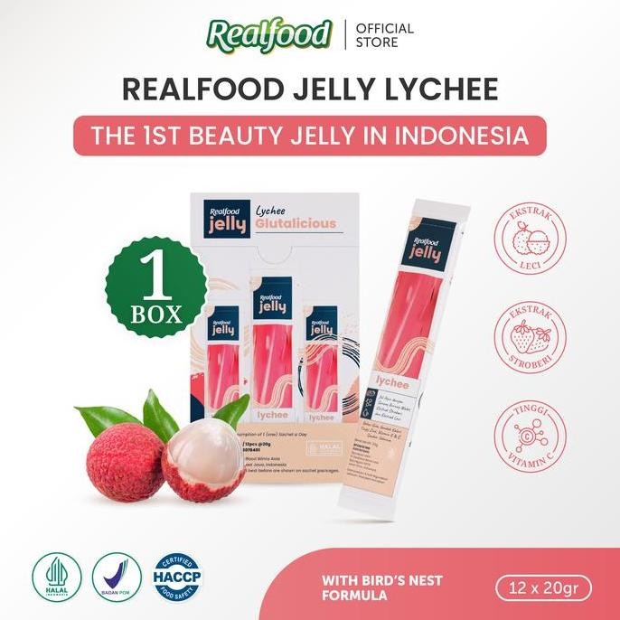 

Realfood Jelly Lychee Glutalicious Sarang Burung Walet Dengan L-Glutation, Vitamin C Dan Ekstrak Buah Leci Original Dan Terlaris
