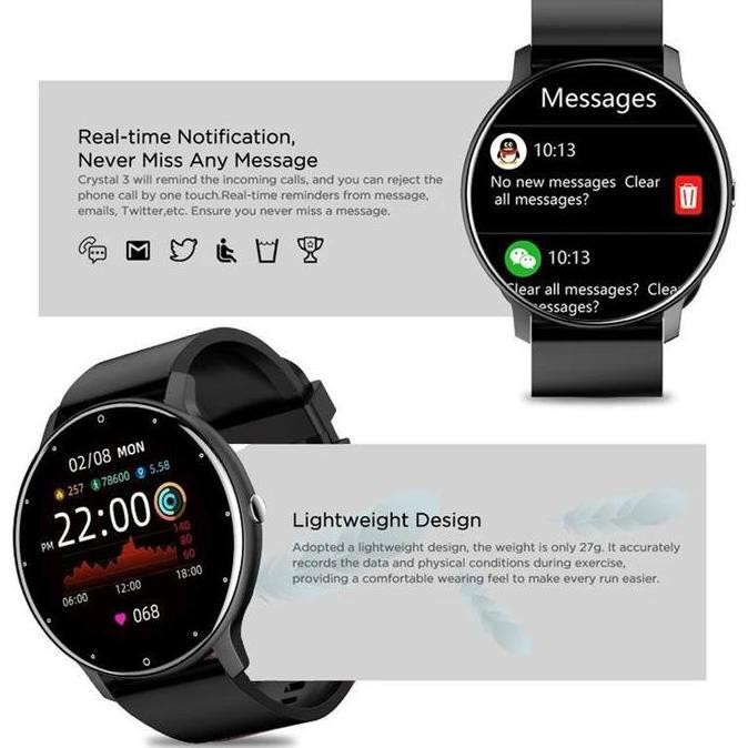 LIGE Jam Tangan Pintar Pria Layar Bulat HD Sentuh Penuh Panggilan Bluetooth Gelang Olahraga Kebugara