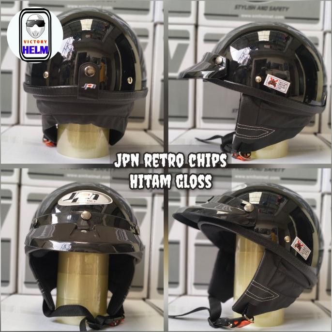 Helm Chip Merek Jpn Warna Hitam Glossy