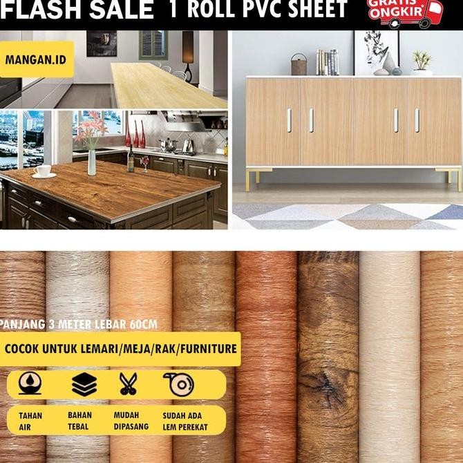 SALE STIKER PELAPIS FURNITUR RONA MODEL SERAT KAYU NATURAL 60CM X 3M DENGAN LEM PEREKAT, BAHAN VINYL