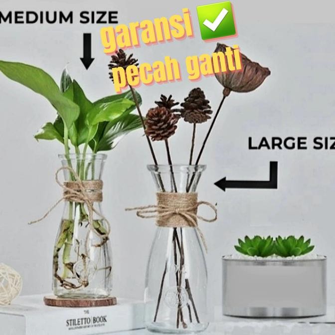 Vas Bunga kaca Bening Hias Minimalis Pot Tanaman Air Hidroponik LARGE