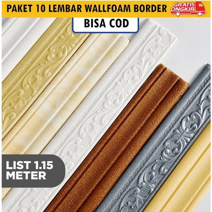 SALE SOOKU - PAKET 10 PCS WALL BORDER LIST 3D FOAM WALLPAPER DINDING LIST STIKER - BIRU - KAMAR