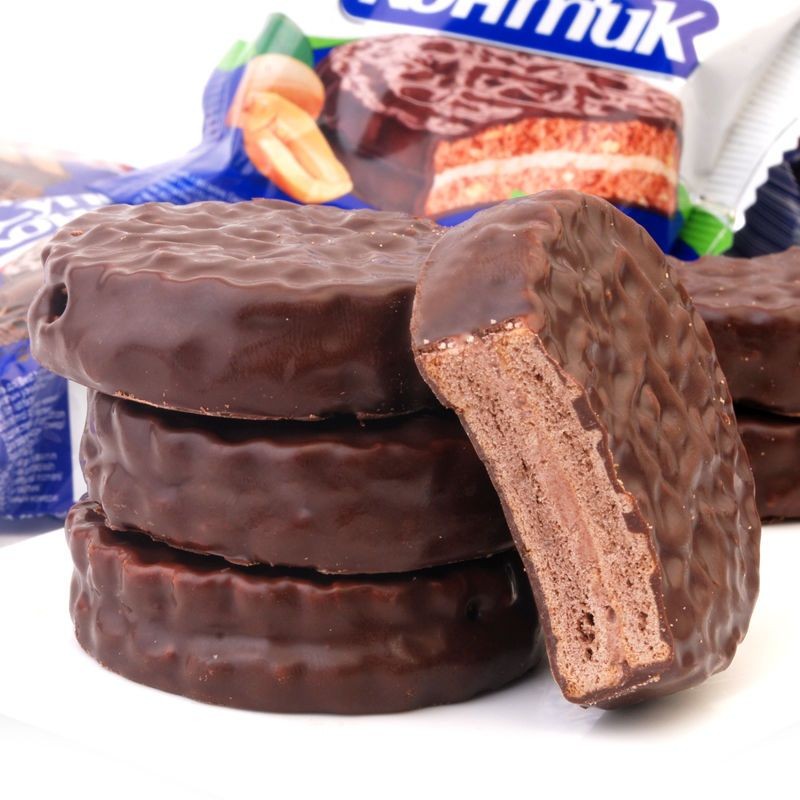 

Free Shipping Russian Imported Kangji Sandwich with Peanut Hazelnut Flavor Chocolate Biscuits Snacks New Year Goods