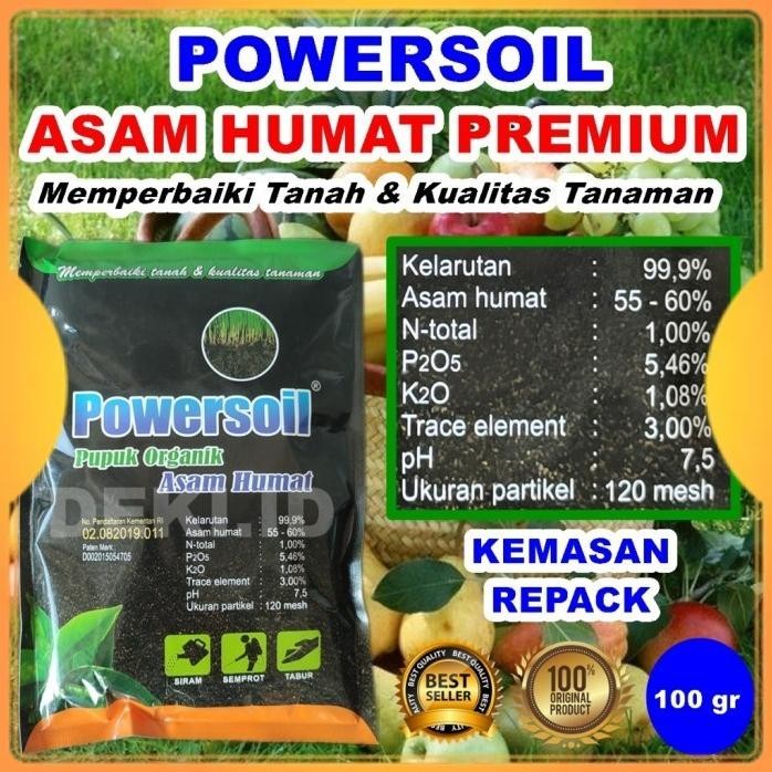 

Terlaris Powersoil 100 Gr Repack Asam Humat Pupuk Organik Pembenah Tanah
