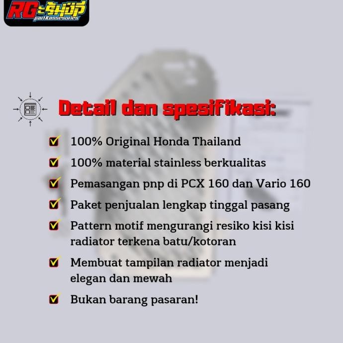 New Cover pelindung radiator stainless H2C Thailand Vario 160 PCX 160