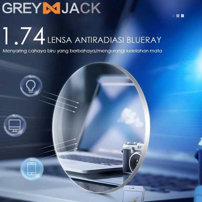 Murah Grey Jack Lensa Di Pertipis Kacamata Minus Tinggi Super Tipis 1.74 Non COD