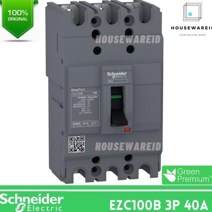 MCCB Schneider Easypact EZC100B 3 Phase 40 Ampere Original, EZC 3p 40a