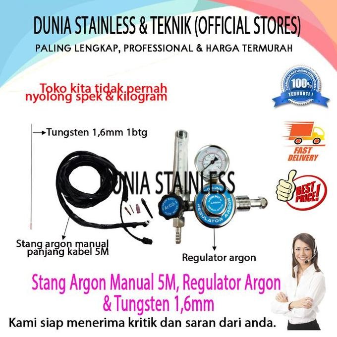 Regulator Las Argon+Tungsten 1,6Mm+Stang Argon Manual 5M New Stok