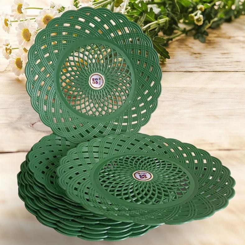 Bisa Cod Piring Rotan Plastik Warna Coklat Kwalitas Bagus ||