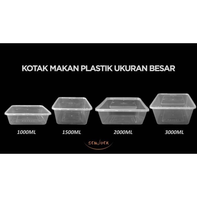 Kotak Plastik Bening 1500 Ml / Lunch Box / Kotak Makan /Food Container Asli