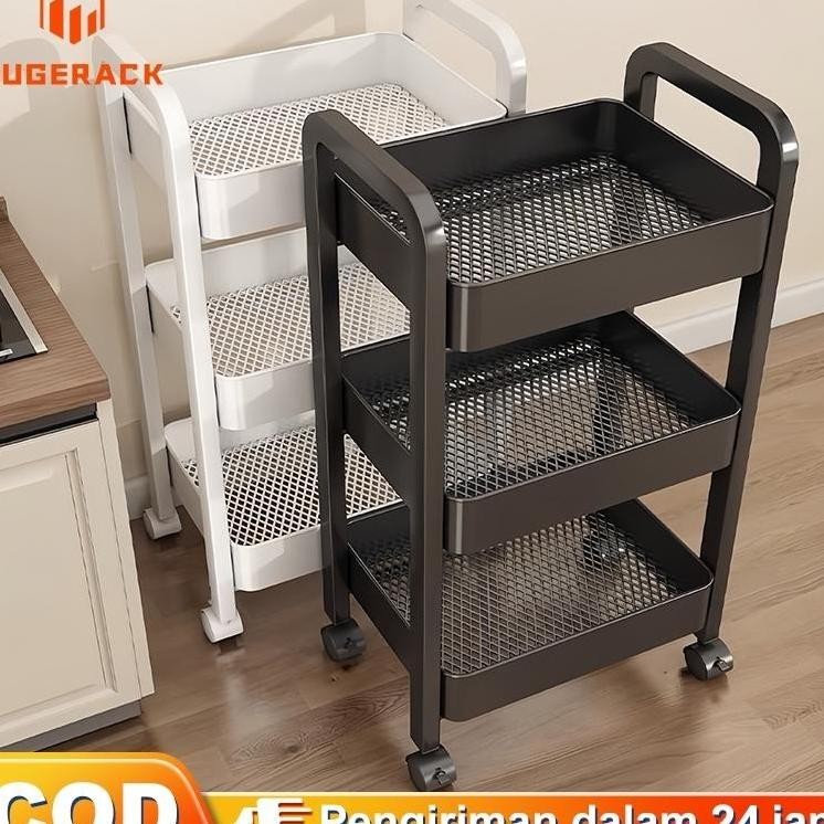 Besi 100%Rak Troli Susun Rak Roda Serbaguna Rak 4 Susun Rak kamar mandi Rak Dapur Rak Salon