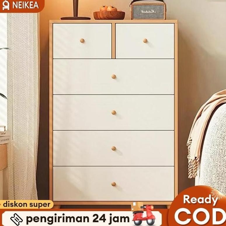 Lemari Laci Kayu Lemari Kabinet Kayu Minimalis dengan Laci Lemari Pakaian 6 Laci Lemari Serbaguna