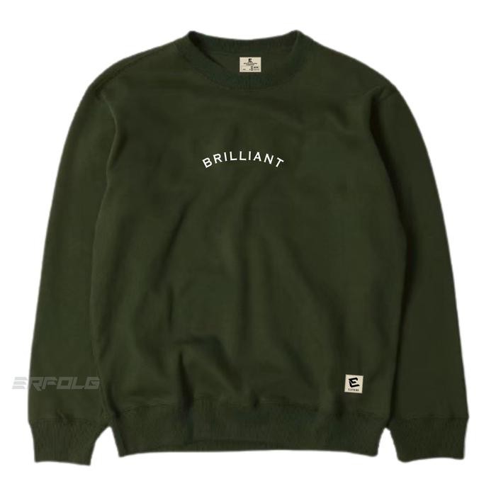 Sweater Crewneck Pria Wanita Basic Sablon Brilliant Warna Cream Hijau Army Switer Oblong Distro