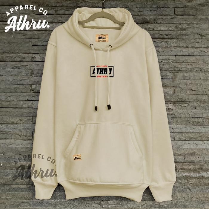 Sweater Hoodie Pria Distro Warna Cream List Huruf Awesome Switer Pria Wanita Switer Hudi Pria