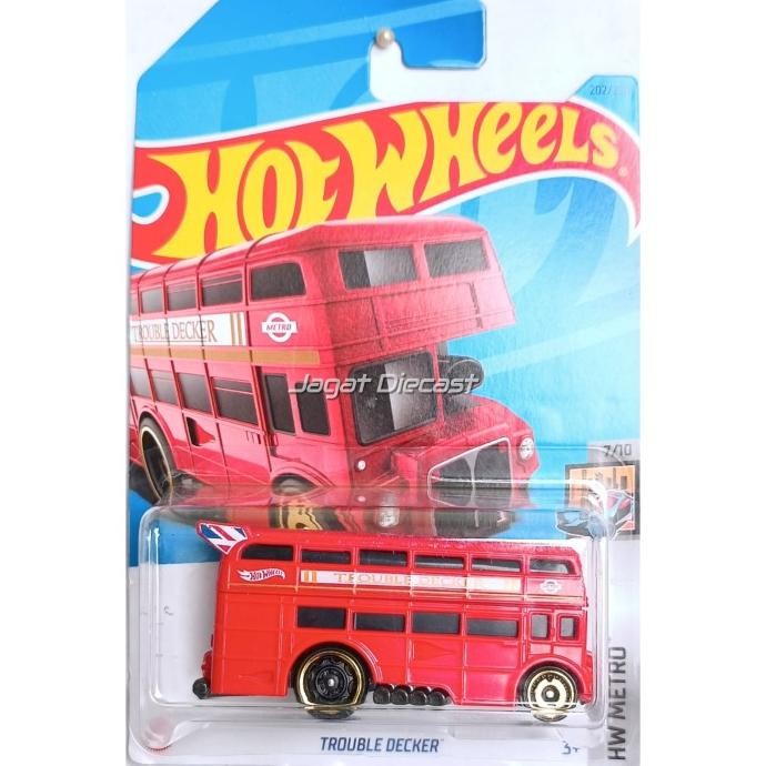 Hot Wheels Trouble Decker Mainan Mobilan Bis Tingkat Jagat Diecast