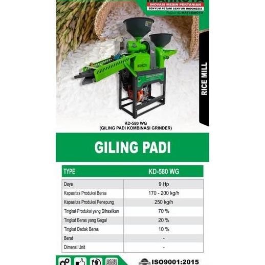 

Terlaris Mesin Penggiling Padi Beras Mahkota Kd580Wg 2In1 / Kombinasi Polisher Giling Gilingan Tepung - Grinder Slep Selep Mahkota