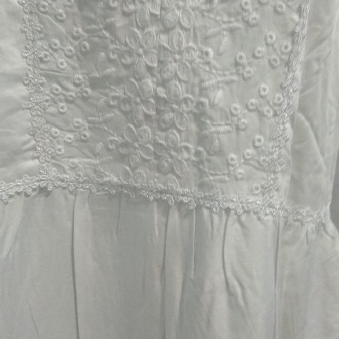 GAMIS KATUN PUTIH / GAMIS KATUN MOTIF TIMBUL Katun Polos Putih cantik jepang rempel  kombinasi Karet