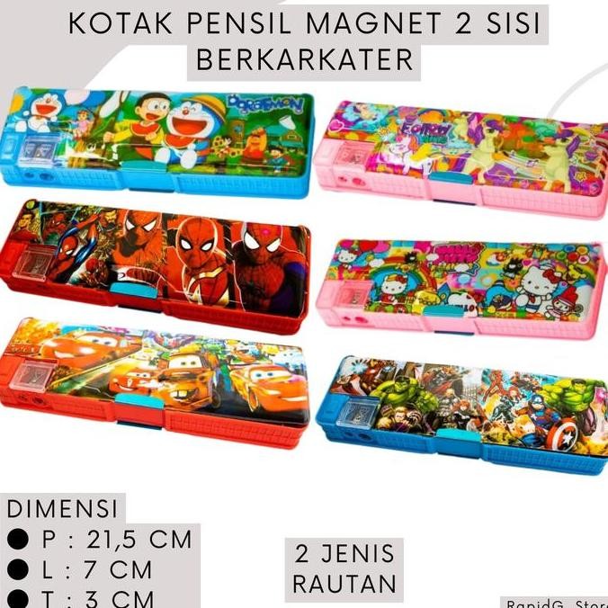 

ASB Tempat Kotak Pensil Murah Magnet 2 Sisi + Rautan Berkarakter