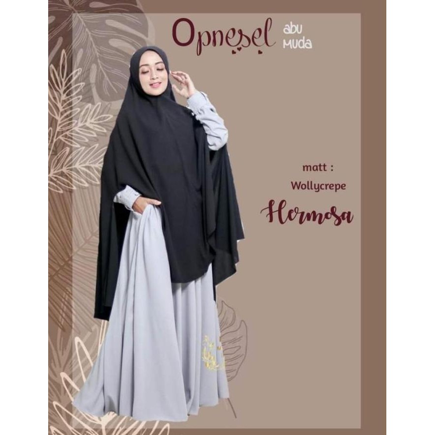 gamis silver polos-gamis polos abu muda premium-gamis wanita polos