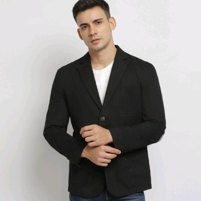blazer casual pria/jas blazer pria/blazer slim fit/hitam murah