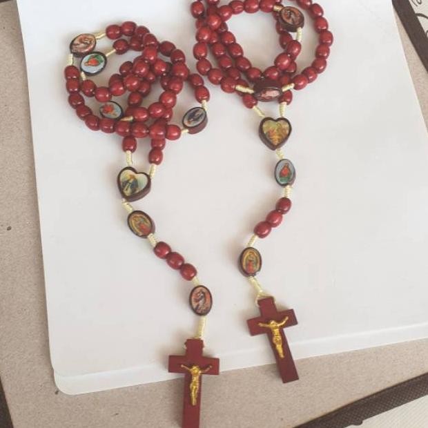 

fg-7 er-90 Rosario Kayu Merah 8mm Tali Sekat Harces Gambar Orang Kudus Original Sale