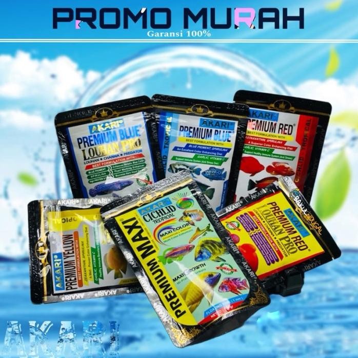 Terlaris Pelet Akari Premium Maxi Blue Yellow Red Louhan Pro Chichlid  100G 100 Gram Pakan Ikan Hias