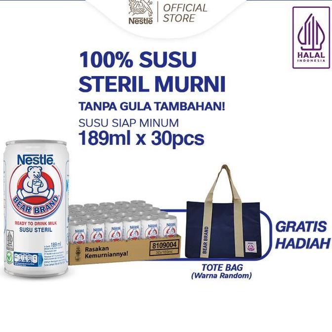 

BEAR BRAND Susu Beruang Susu Steril 189ml x 30pcs Free Tas Belanja
