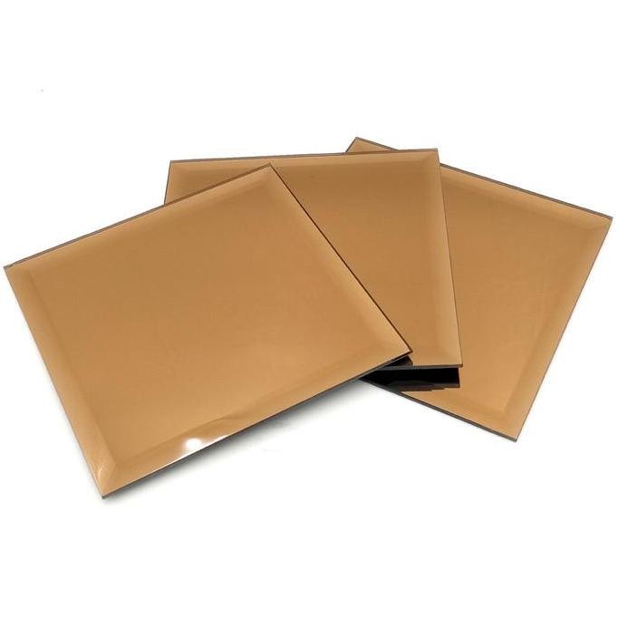 [ termurah ] kaca cermin bevel bronze kotak 20 x 20cm dekorasi dinding