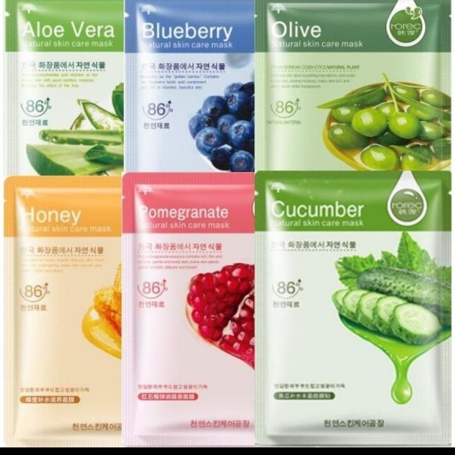 Ls Rorex Hcnana Masker Wajah Natural Skin Care Mask Masker Sheet Rorec Snail Mask