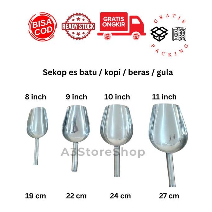

Terlaris Sekop Es Batu Skop Beras Biji Kopi Tepung Gula Stainless Steel Cod