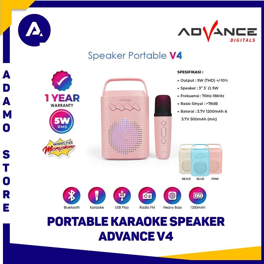 NAMPOL Speaker Mini Karaoke Advance V4 Bluetooth Portable Mini Heavy Bass