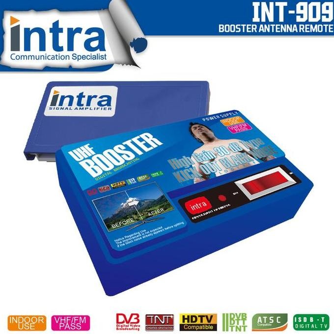 Intra boster HM-909 Penguat sinyal antena TV analog digital MURAH