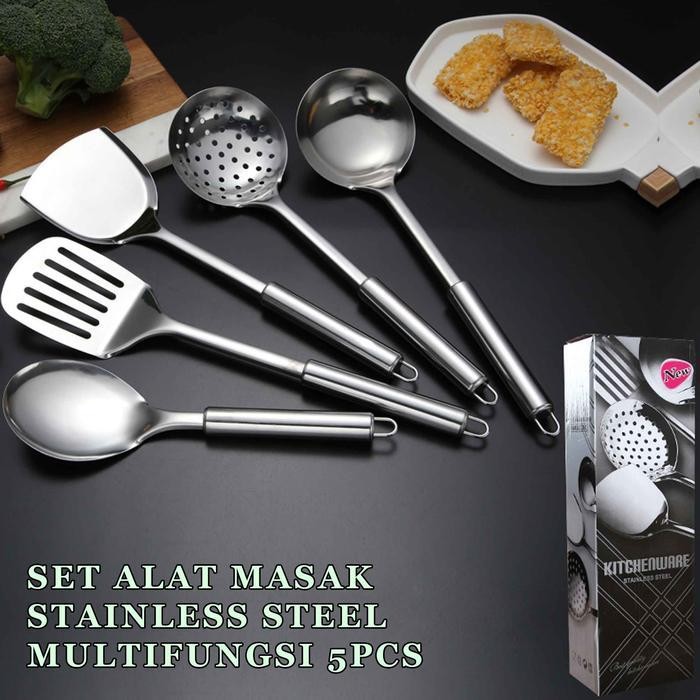 Set Spatula Alat Masak / Peralatan Masak Stainless / Alat Masak Multifungsi Steel Kitchenware