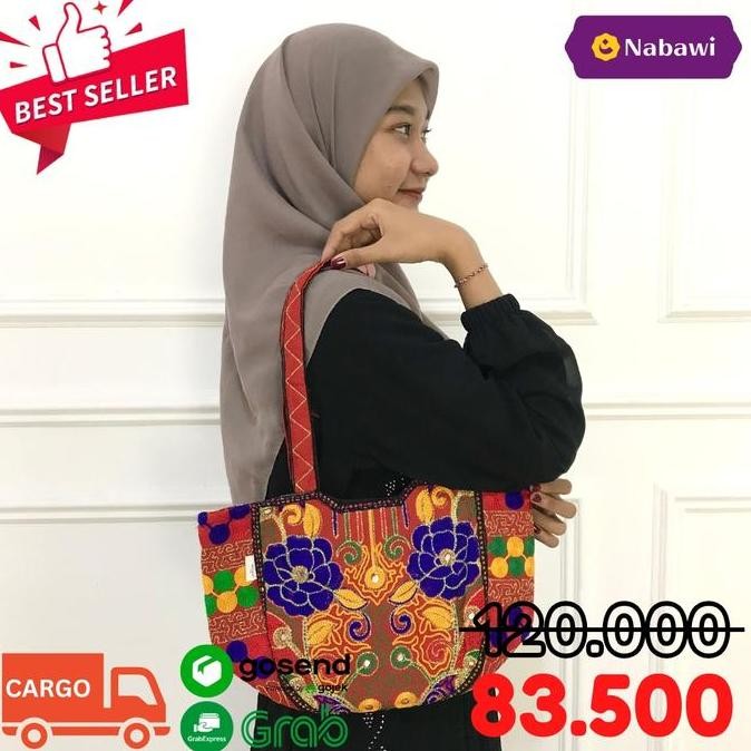 hanya disini] Totebag Pakistan Motif Ethnic Tas Jinjing Wanita Ukuran Besar Oleh Oleh Haji dan Umroh