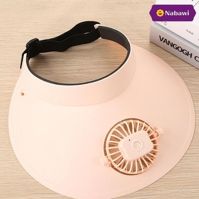 #####] Topi Kipas Angin USB Portable Mini Fan Hat Topi Anti Panas Topi Pantai Fashion Traveling Perl