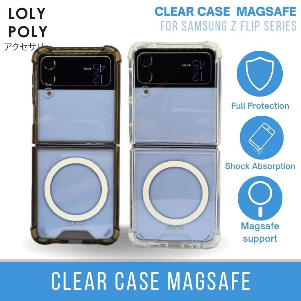NAMPOL Lolypoly Clear Case Magsafe Support Wireless Charging For Samsung Z Flip 3 / Z Flip 4