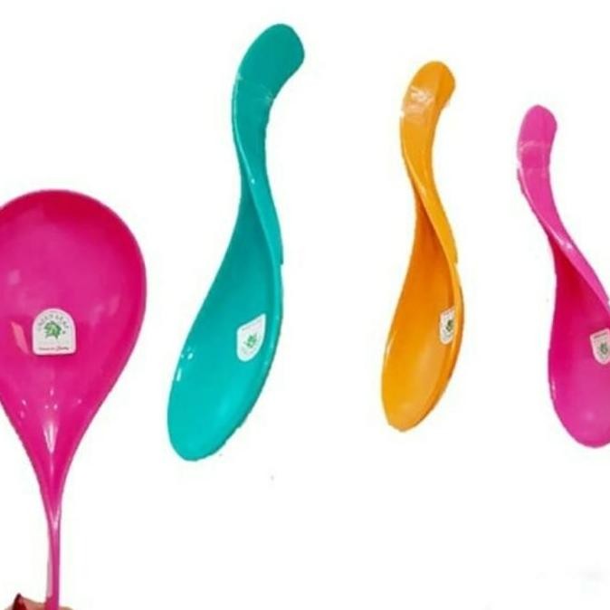 Ready oke] Centong Nasi Plastik Warna Warni Tebal Awet Kuat Tahan Panas Premium Green Leaf Food Grad