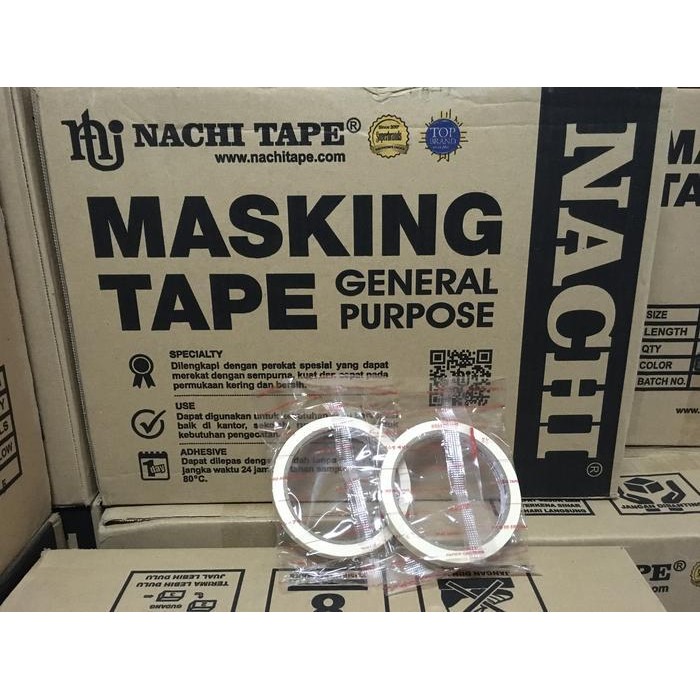 

[Per 1 Dus] Lakban Kertas / Masking Nachi 1/2Inch 12Mm 20 Yard (1 Dus Isi 192 Rol) Original Dan Terpercaya