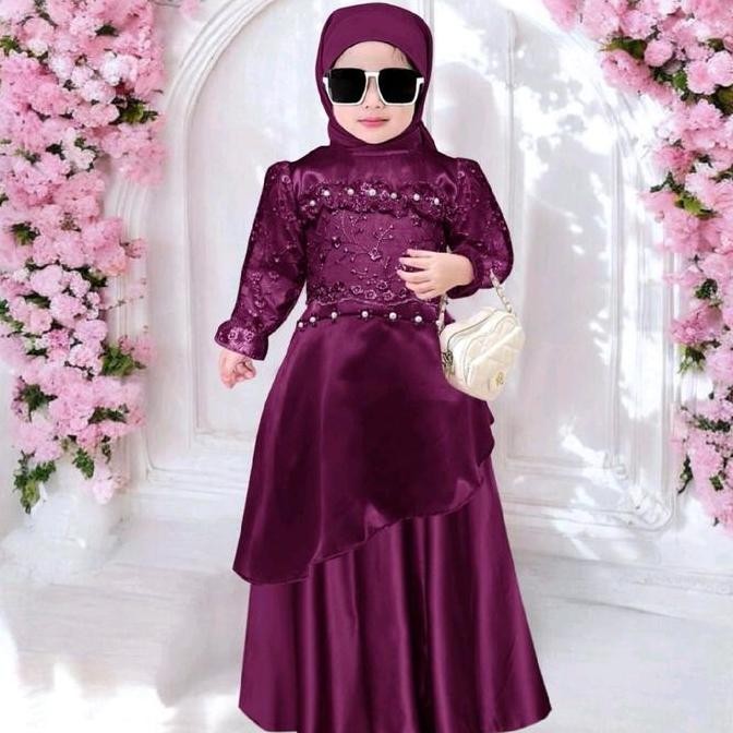 Maxi Derina Kid & Mom/Bisa Couple/Baju gamis anak/Gamis Dewasa/Gamis Model Terbaru/Gamis Pesta/Gamis