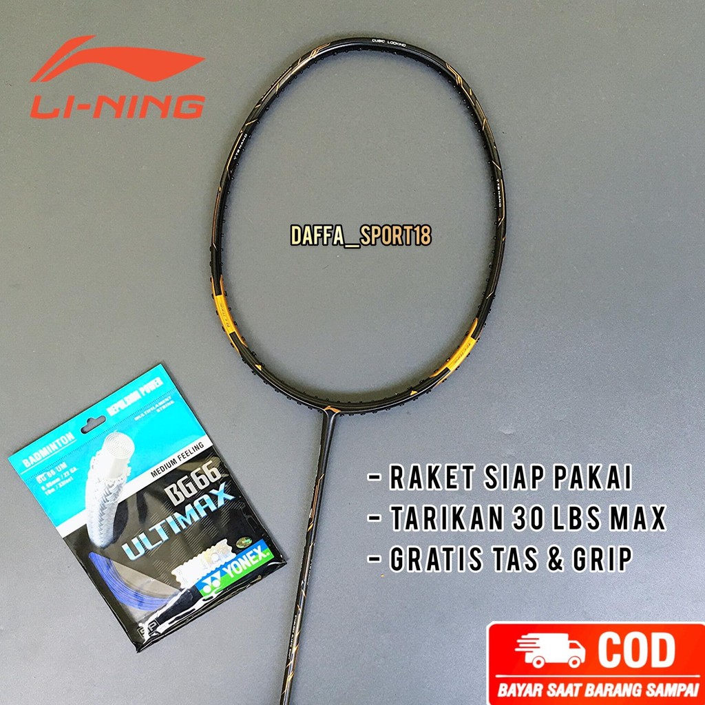 RAKET BADMINTON BULU TANGKIS LINING TECTONIC 7 COMBAT ASEAN PREMIUM 30 LBS SIAP PAKAI GRATIS TAS DAN