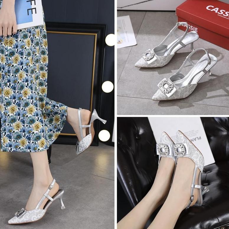 CASSIE SEPATU SANDAL HEELS 7CM PESTA WANITA IMPORT ( 014 ) Sepatu heels Pesta wanita Sandal Pesta Wa