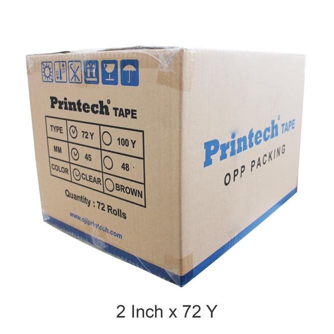 

PRINTECH OPP Tape Lakban Bening / Coklat 2 Inch 72 Y / 1 Dus 72 Roll