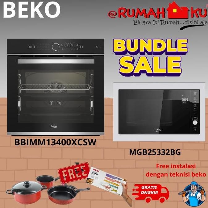BEKO Oven Listrik BBIMM13400XCSW Built In Oven 77lt & BEKO MGB25332BG MICROWAVE AND GRILL