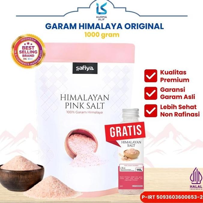 

[GRATIS] Garam Himalaya Safiya 1 Kg Pink Salt Original GRATIS Pink Himsalt 110 gr Penyedap Rasa Alami