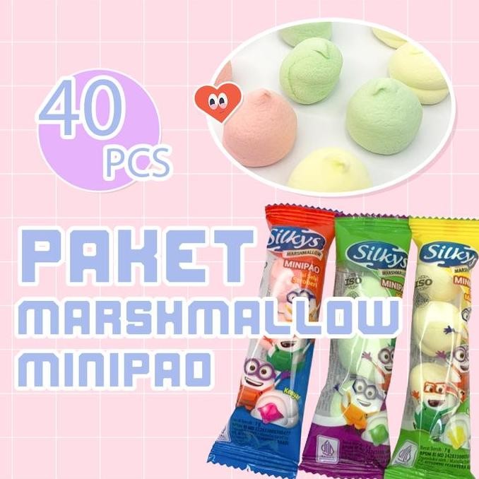 

PAKET MARSHMELLOW MINIPAO 40PCS ANEKA RASA TERBARU HALAL RASA BUAH BUAHAN CEMILAN ANAK LUCU DAN SEHAT Candy Food Snack Jajanan Jeli Paket Usaha Jajanan SD 1 DUS Jajanan Grosir